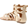thumbnail image 3 of De Blossom Xara-4 Vegan Leather Casual High Strappy Gladiator Flat Sandal, 3 of 4