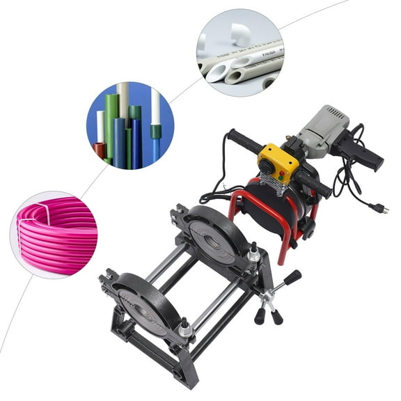 Manual Butt Fusion Welding Machine Pipe Fusion Welder Aluminum Alloy Casting 110V 2 Clamps Pipe Fusion Welder Manual PE HDPE Fitting Pipe Welding Machine 63-200MM