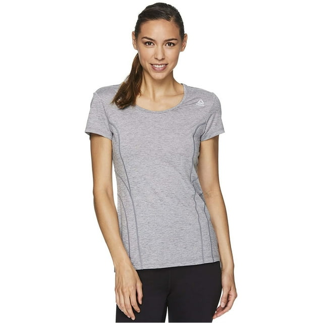 Reebok T-Shirt Basique Chiné Linéaire pour Femmes, Gris, Moyen