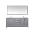 thumbnail image 3 of Jacques 72 in W Distressed Grey Double Vanity, White Quartz Top, Faucet Set, & 28" Mirror, 3 of 9