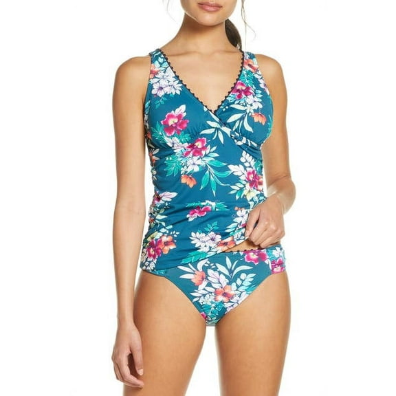Tommy Bahama Floral Springs Wrap Tankini Top,  Caledon Sea, Small