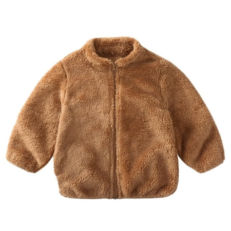 

Hunpta Toddler Boys Girls Long Sleeve Winter Solid Fleece Zippered Coat Jacket Thicken Warm Outwear
