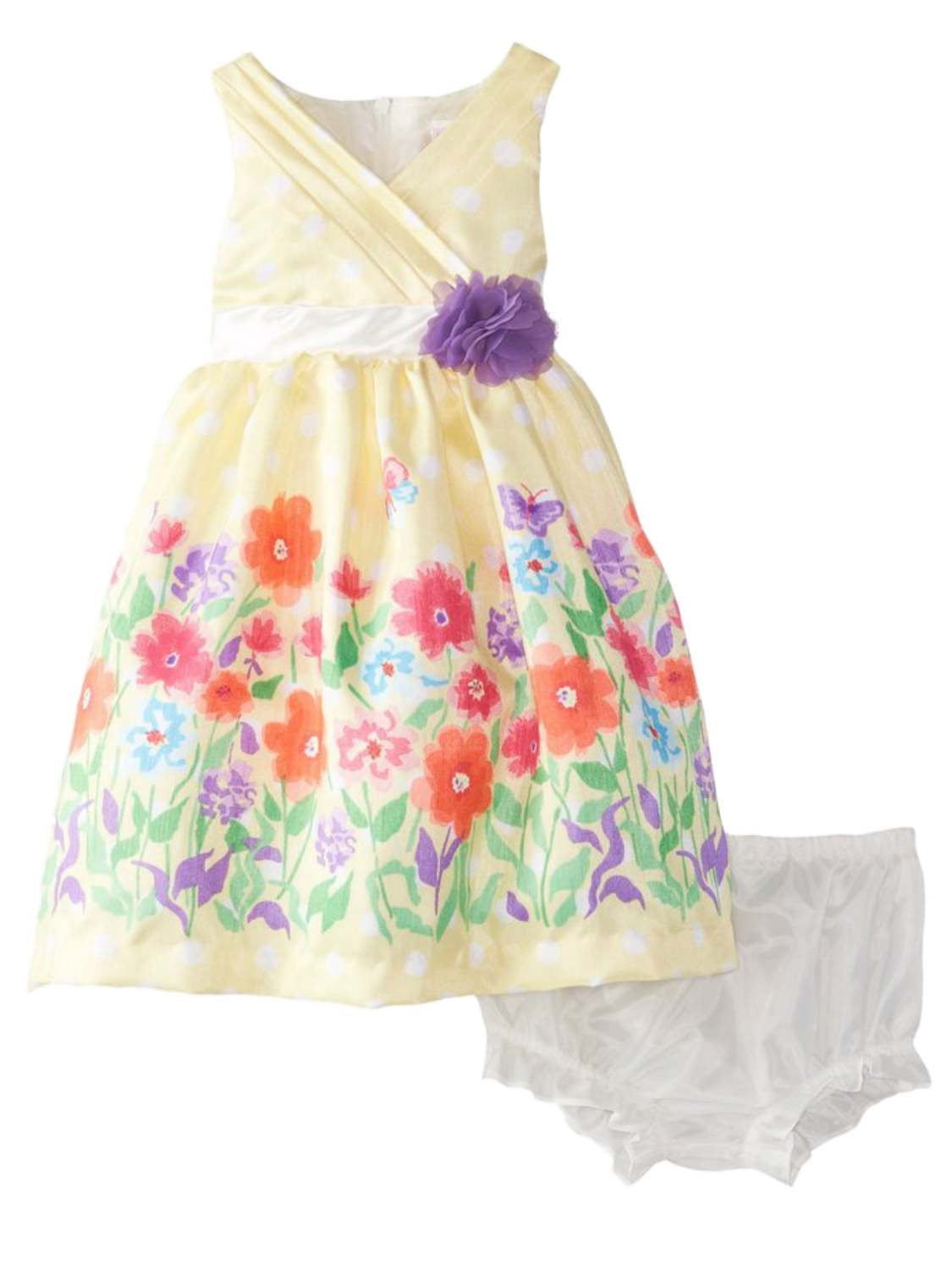 New Girls Floral Party Dress in Pink White Yellow From 9-12 Months to 2-3 Years 