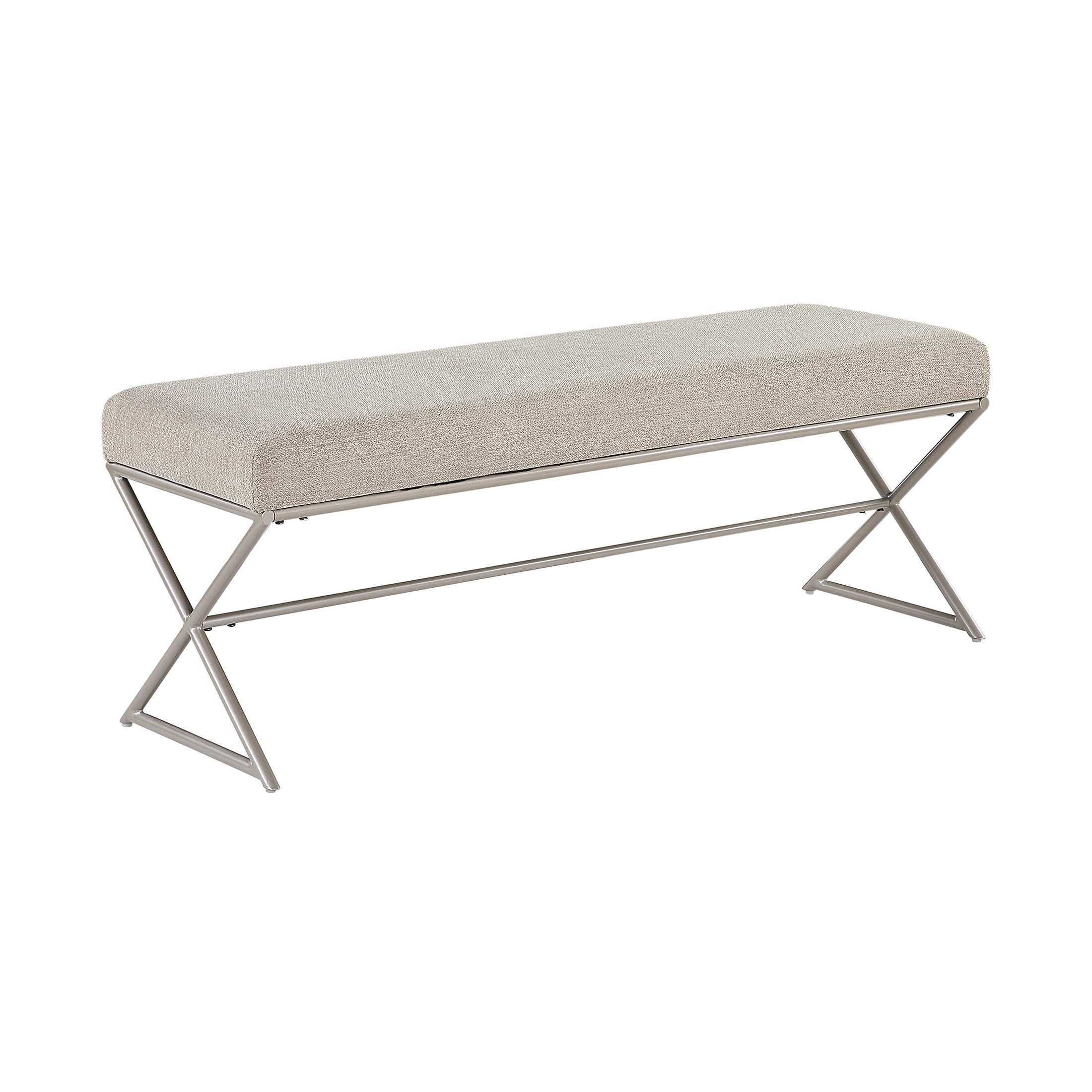 OakvillePark Crestmarsh Metal Frame Chenille Bench, Taupe