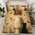 thumbnail image 2 of jejeloiu Kawaii Halloween Ghost Cute Kitten Butterfly Retro Floral Queen Sheet Set,Microfiber Teens Bedding,4 Pieces, 2 of 7