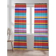 thumbnail image 2 of Red Teal Yellow Stripes Sheer Curtains 2 Panels Set Lines Art Modern Traditional Lihgt Filtering Rod Pocket Voile Drape, Semi Sheer Window Curtains for Bedroom Living Room, 52"x84", 2 of 5