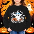 thumbnail image 2 of Atogsazn Toddler Girls Halloween Oversized Sweatshirt Kids Casual Long Sleeve Ghost Pumpkin Print Sweater Fall Winter Tops Black 8-9 Years Fashion, 2 of 3