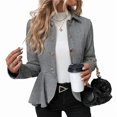 thumbnail image 1 of Blazer Elegante para Mujer, para Oficina, Trabajo, Negocios, Chaqueta con Dobladillo Peplum, Abrigos de Abiertos Al Frente Gris S, 1 of 9