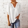 thumbnail image 5 of KZKR Womens Chiffon Blouses Casual Solid Bell Sleeve Shirt Loose V Neck Tunic Tops, 5 of 6