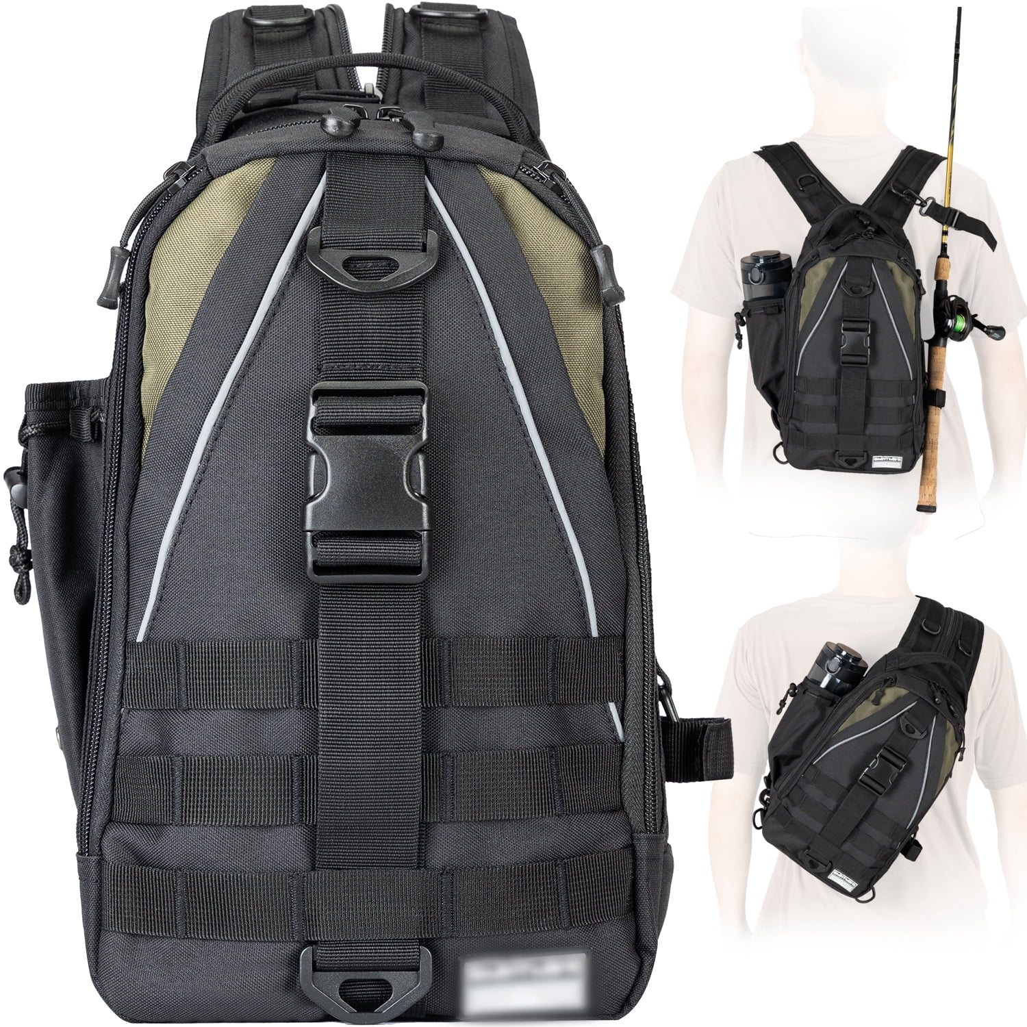 Ghosthorn Fishing Tackle Backpack with Trays 3600 Tackle Boxes & Rod Holders, Large Outdoor Storage Tackle Bag for Fishing
