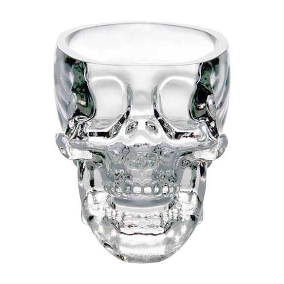 huayou Halloween Clear Skull Glass Cup, Reusable Hollow Skull Shaped Glass Container for Holiday Party Bar Dining Table