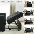 thumbnail image 5 of LAKPS 52" Linen 3-in-1 Convertible Sleeper Sofa with Pull-Out Bed, Stepless Adjustable Backrest & Side Pocket - for Family, Living Room, Dorm, Apartment, Linen, Black, 5 of 8