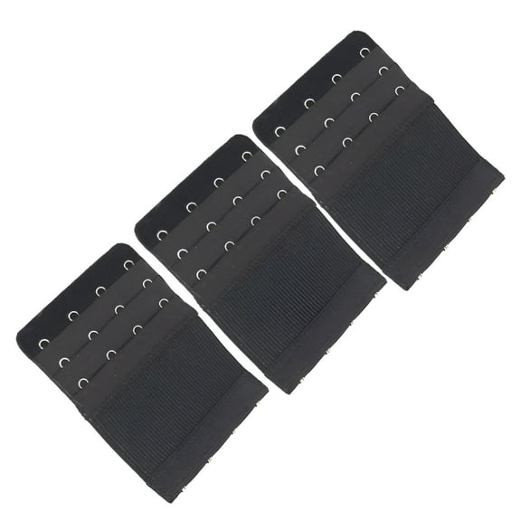 TELOLY Stretch Elastic Bra Extender, 3-Hook, Black (3-Pack)
