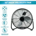 thumbnail image 2 of EZ-Chill 12" 3-Speed Cradle Fan with 180 Degree Adjustable Tilt 3 Speed, All-Metal, Carry Handle, Rubber Feet, Black, 2 of 6