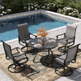 thumbnail image 4 of ELPOSUN 5 Piece Outdoor Patio Dining Set Swivel High Back Textilene Chairs and Round Table Furniture Set,Dark Gray, 4 of 7