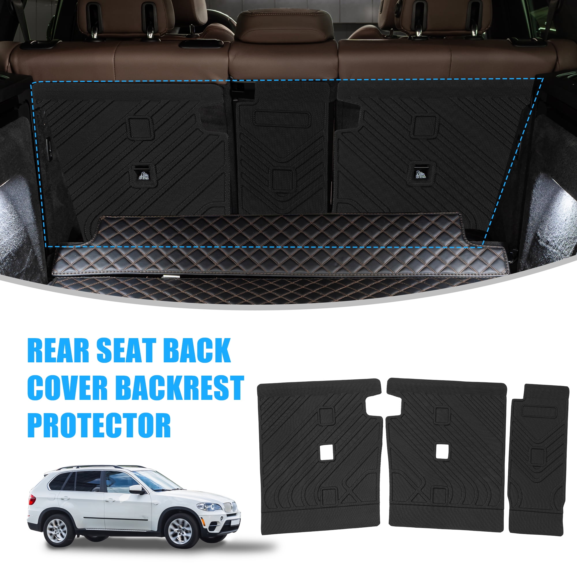 Unique Bargains Rear Seat Back Cover for BMW X5 2019 2022 5 Seater with Magic Sticker Split TPE Black Walmart