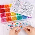 thumbnail image 5 of 4000pcs Kandi Pony Beads Kit - 2400pcs Rainbow and 1600pcs Letter Beads, 24 Colors Plastic Craft Bulk for Bracelets Jewelry Making With 20m Crystal 30m Elastic String, 5 of 6