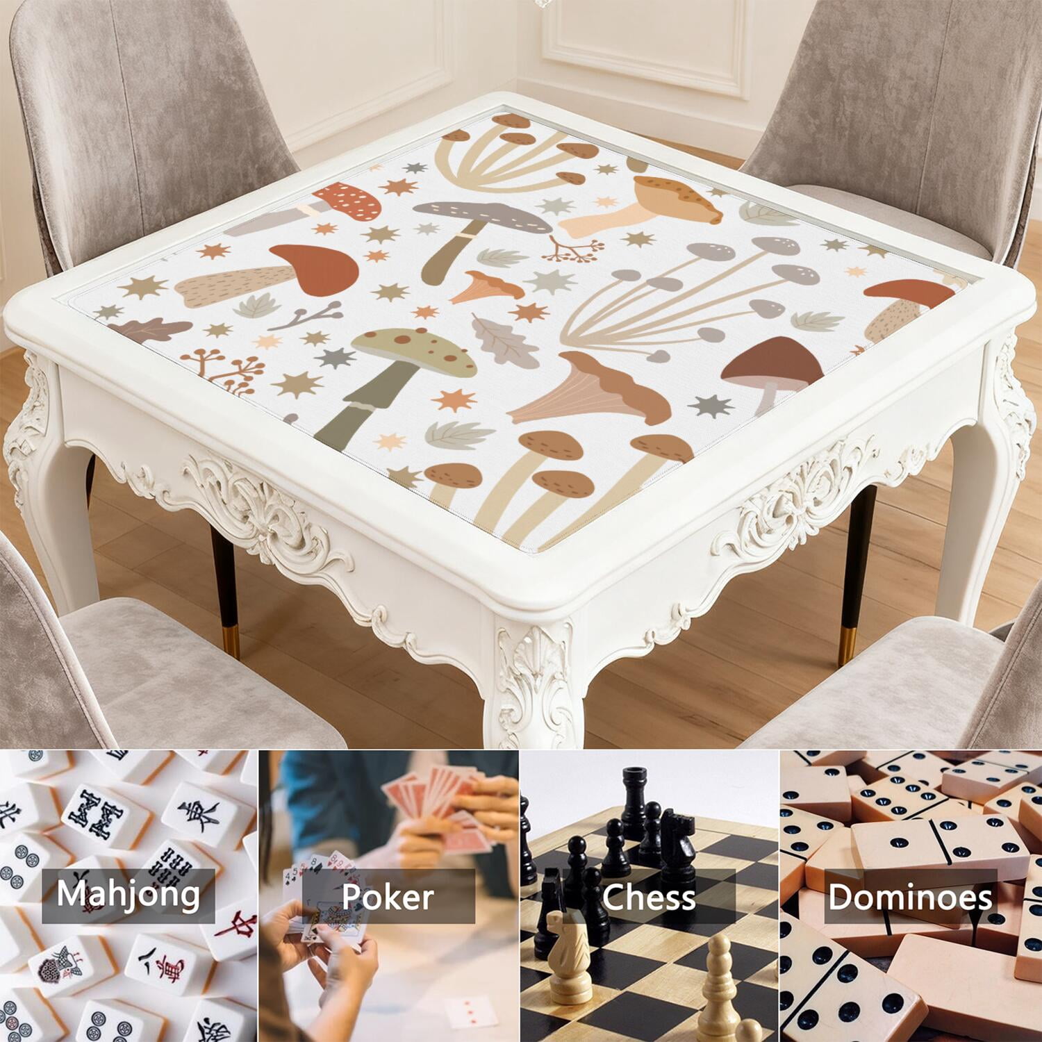 Square Plants Inspired Game Mat 31.5 Inches Crafted from High Quality Rubber Featuring Anti-Slip Backing Grip and Noise Reduction for Tiles Cards Games