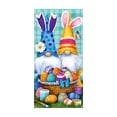 thumbnail image 2 of Corona decorativa de gnomo para puerta de entrada de Pascua, adorno colgante, cubierta para puerta, conejo gris y fondo floral para puerta de jardín, 35 x 71 pulgadas, decoración de bienvenida navide, 2 of 8