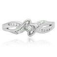thumbnail image 3 of 0.15 Carat (ctw) Sterling Silver Round White Diamond Swirl Bypass Split Shank Ladies Bridal Promise Ring, 3 of 4