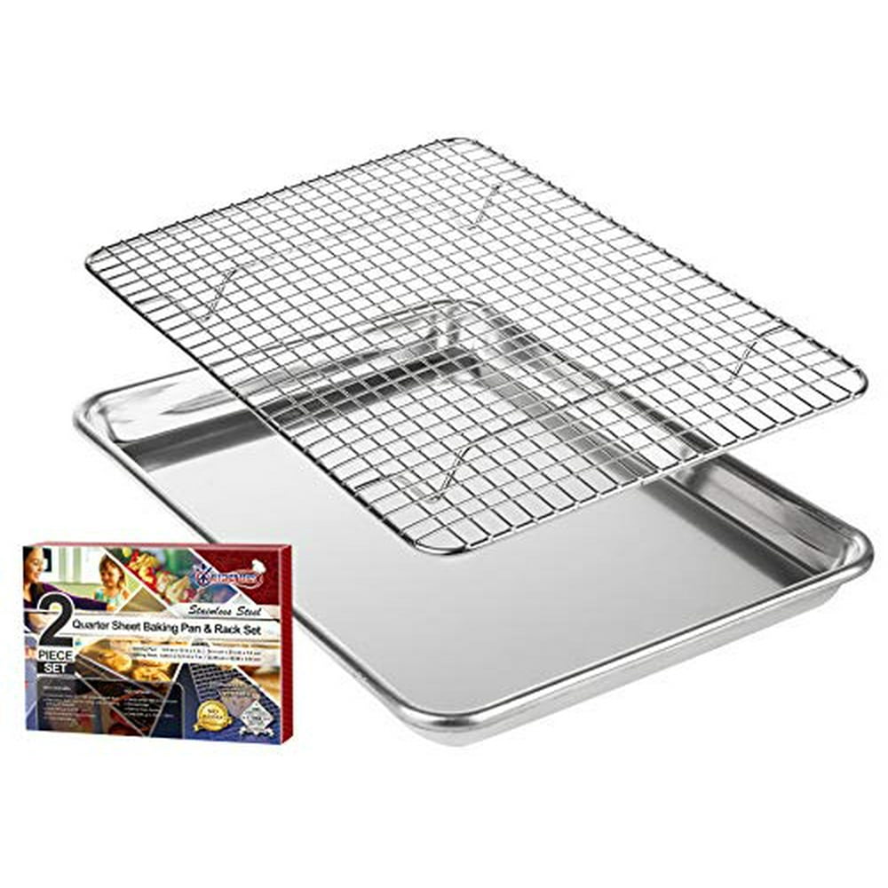 KITCHENATICS Roasting & Baking Sheet with Cooling Rack Small Quarter