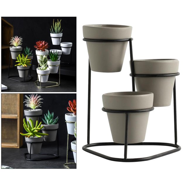3 piezas pequeñas s de plantas s w. Soporte , s , decoraciones de baño de dormitorio únicas , Negro B Macarena Jardineras de cerámica en miniatura