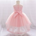 thumbnail image 5 of Povozer Baby Girls Princess Dress Flower Lace Dress Toddler Tulle Sleeveless Dress(Pink,3-6M), 5 of 6