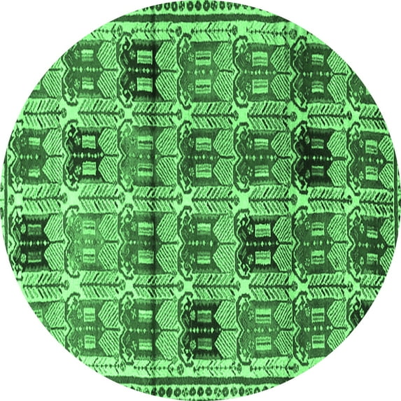 Ahgly Company Indoor Round Persian Emerald Green Traditional Area Rugs, 5' Round