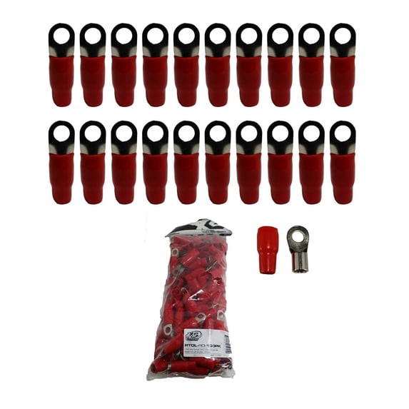 20 x XS Power Red 0 AWG 10.5MM Ring Terminals Nickel Plated W/ Boot XS-RT0L-RD