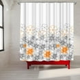 thumbnail image 6 of Orange Flower Shower Curtain Grey and Orange Floral Bathroom Decor with Hooks 72"×72", 6 of 6