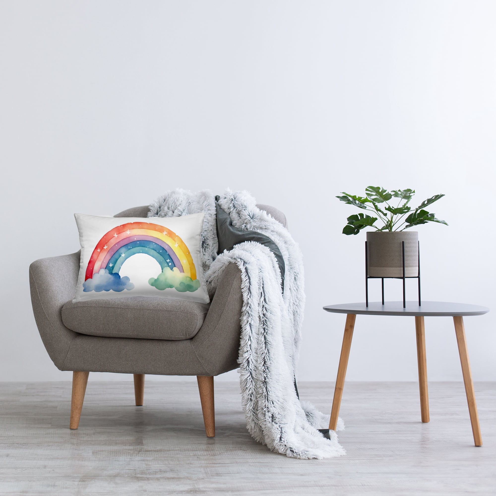 Stupell Industries Colorful Rainbow with White Stars Decorative Printed Throw Pillow, design by Creative Studio