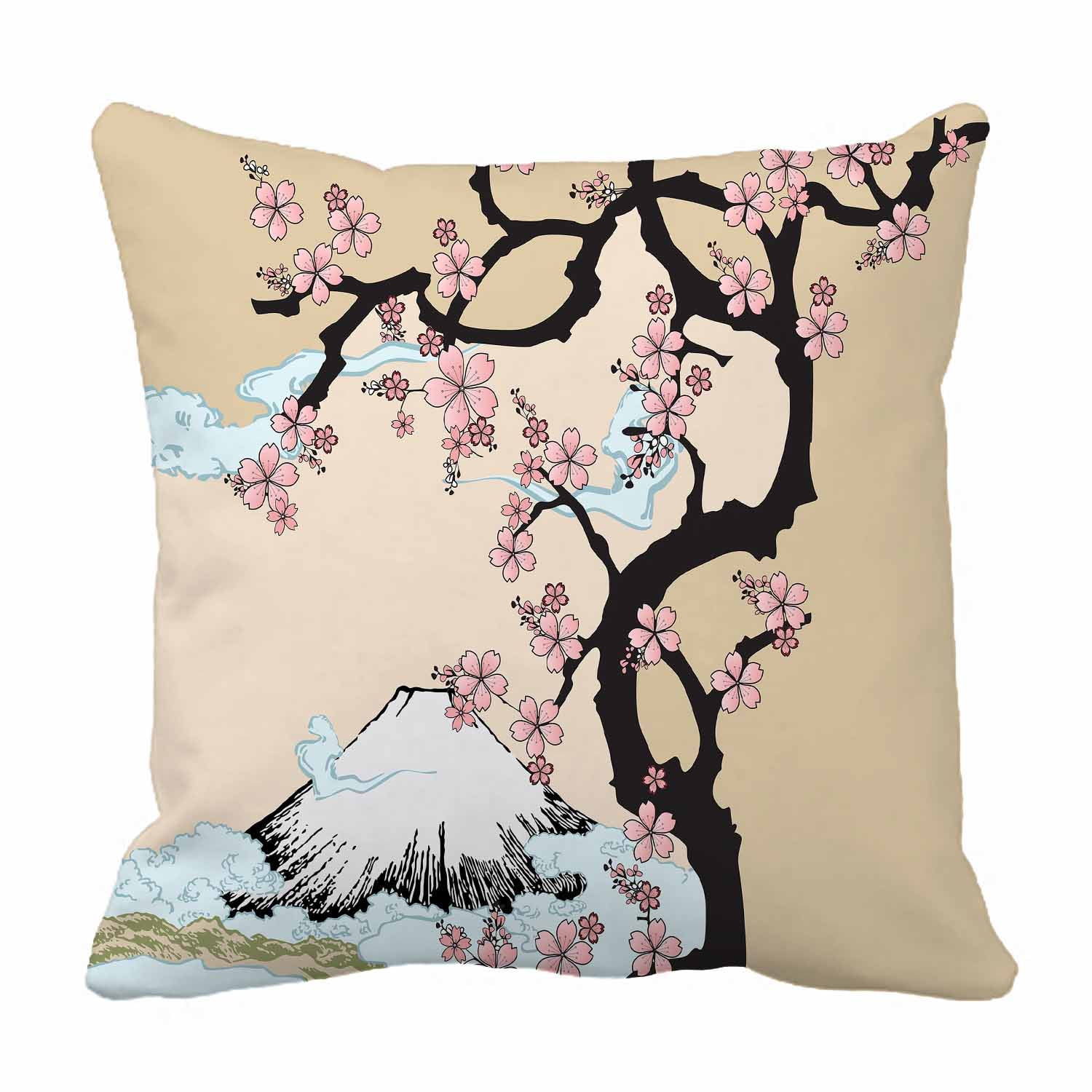 Multicolor Mount Fuji Japan Throw Pillow 16x16