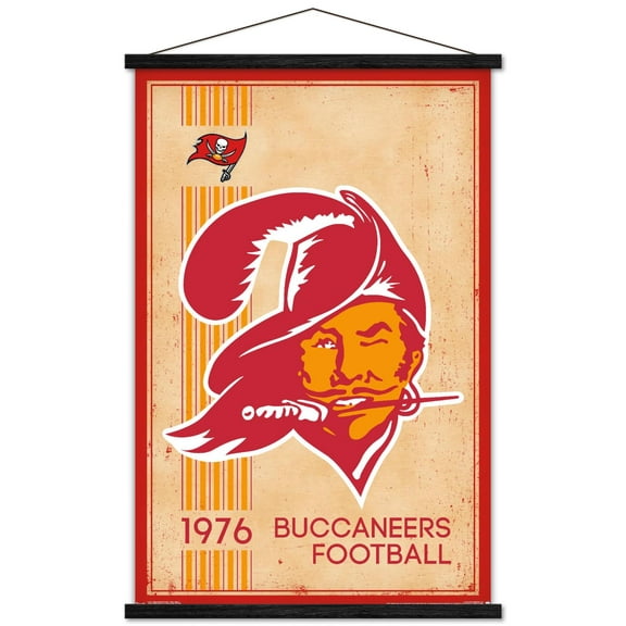 NFL Tampa Bay Buccaneers - Retro Logo 14 Wall Poster with Wooden Magnetic Frame, 22.375" x 34"