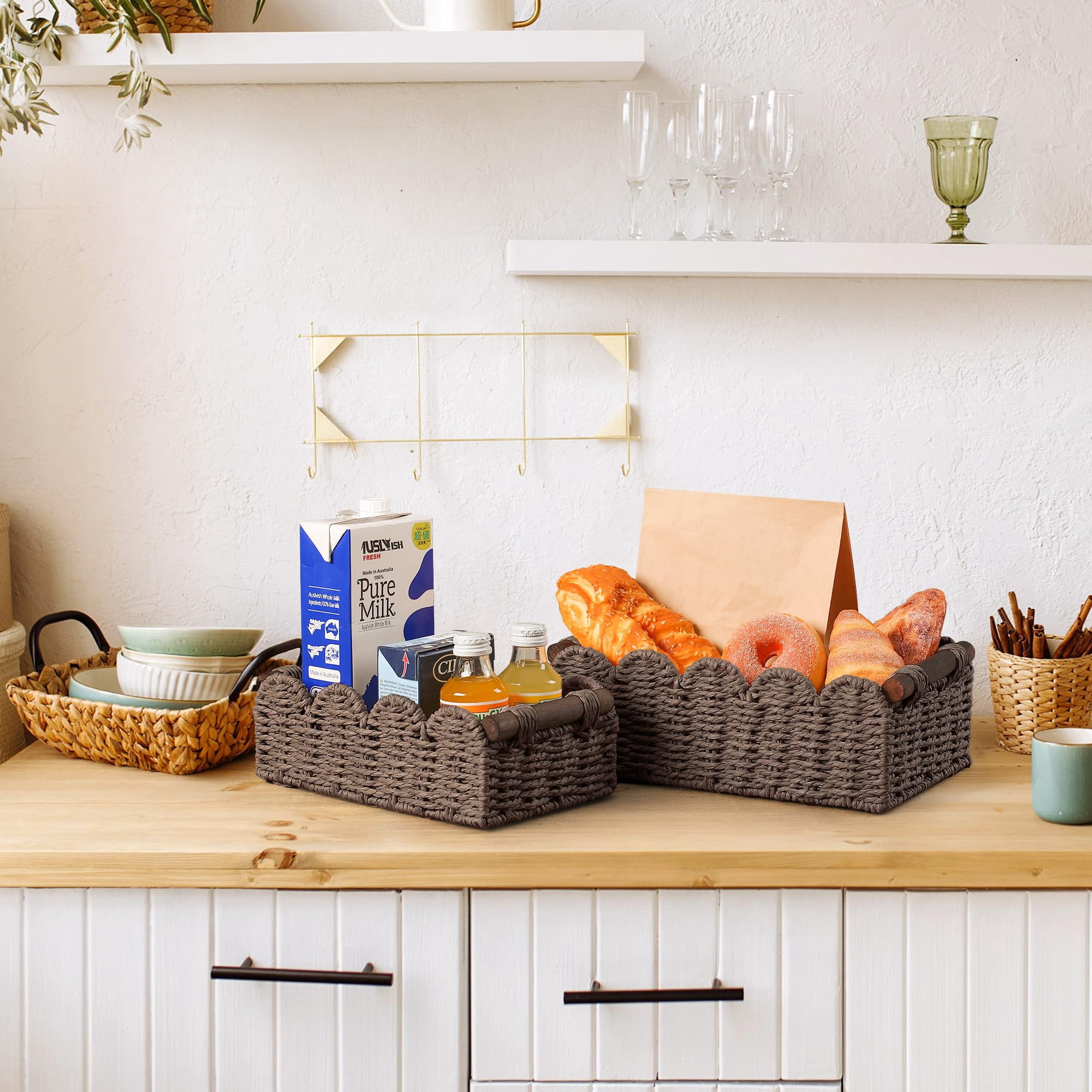 Brown Wicker Storage Basket For Organizing Home Spaces