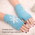 thumbnail image 3 of 1 Pair Knit Half Finger Glove Comfortable Winter Simple Knitting Craft Fingers Covers Hand Mittens with Snowflake Pattern, 3 of 6