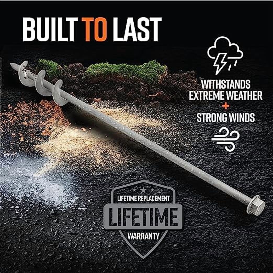 GroundGrabba Carbon Steel Ground 1 ft Anchor Tent Stakes (2 Pieces)