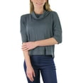 thumbnail image 7 of ToBeInStyle Women's 3/4 Sleeve Cowlneck Relaxed Fit Cropped, 7 of 7