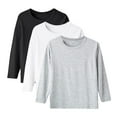 thumbnail image 4 of HCNTES Boys T-Shirt with Long Sleeve, Crew Neck Super Soft Cotton Loose Fit Casual Pullover Tees 3-Pack(Black,3-4 Years), 4 of 4