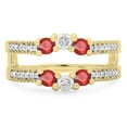 thumbnail image 2 of Dazzlingrock Collection 14K Ruby & White Diamond Wedding Band 3 Stone Enhancer Guard Double Ring, Yellow Gold, Size 10, 2 of 4