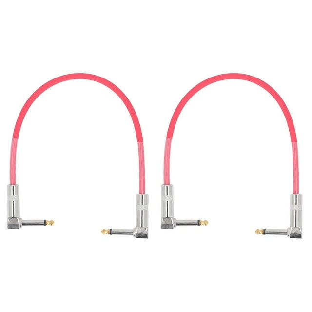 2PCS 12 Inch Guitar Jumper 1/4 Inch Plug Guitar Effect Pedal Cable Pure Copper Musical Instrument Cables Red