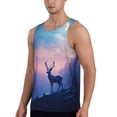 thumbnail image 2 of Daiia Night Sky Elk Printed Men's Quick Dry Fit Muscle Tank Top Slim-Fit Tank Workout Tank Top Lightweight Sports Tank Top-4X-Large, 2 of 7