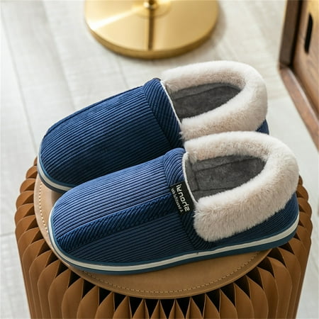 

Gubotare House Slippers For Men Cozy Memory Foam Spa Thong Flip Flops House Indoor Slippers Plush Gridding Velvet Lining Clog Style B 8.5