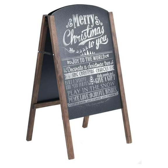 A-Frame Chalkboard 18 x 31.5, Standing Sidewalk Double-Sided, Wooden Folding Chalkboard Sandwich Sign for Office Cafe Teaching