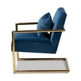 thumbnail image 3 of Baxton Studio Mira Glam and Luxe Navy Blue Velvet Fabric Upholstered Gold Finished Metal Lounge Chair, 3 of 5