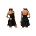 thumbnail image 3 of Women'S Bubble Mini Short Dress 2025 Summer Casual A Line Strapless Tube Top Sundress Trendy Smocked Dresses Black XL, 3 of 6