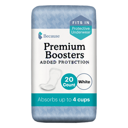 Because Boosters for Incontinence Underwear, 20 Count, Maximum Absorbency