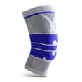 thumbnail image 1 of Gray & Blue Neoprene-Silicone Knee Support Brace with Double-Spring Stabilizers, Silicone Shock-Absorbing Pad, 3D Knit Breathable Design for Basketball, Running, Weightlifting & Various Sports - XL, 1 of 6