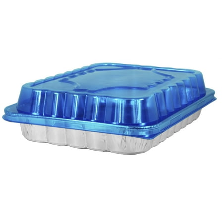 Handi-Foil Aluminum Cake Pans with Blue Lids, 2 Count