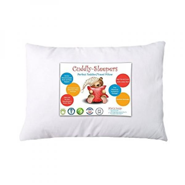 Cuddly Sleepers 100% Hypoallergenic Toddler Pillow w/ TWO FREE PILLOWCASES! Dr. Recommended. Made in USA