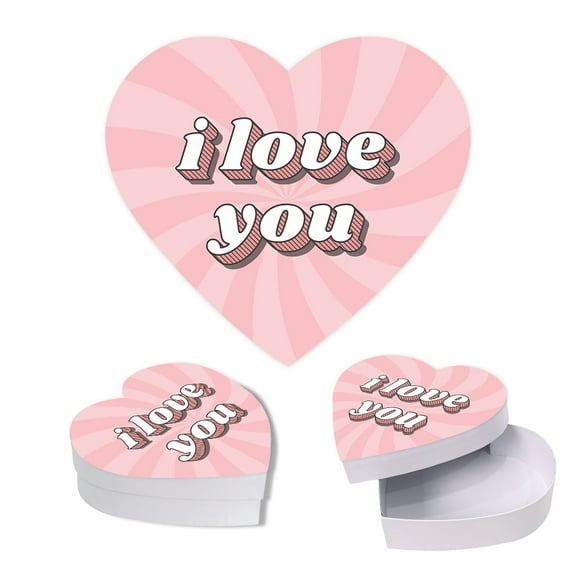 Koyal Wholesale Valentine's Day Heart Shaped Gift Box with Lid, I Love You, Reusable Heart Box, 8"x6", 1-Pack